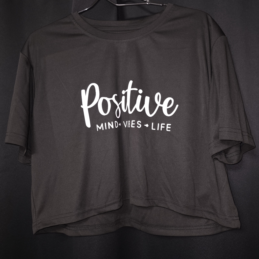 SHEIN Black Positive Vibes Crop Top